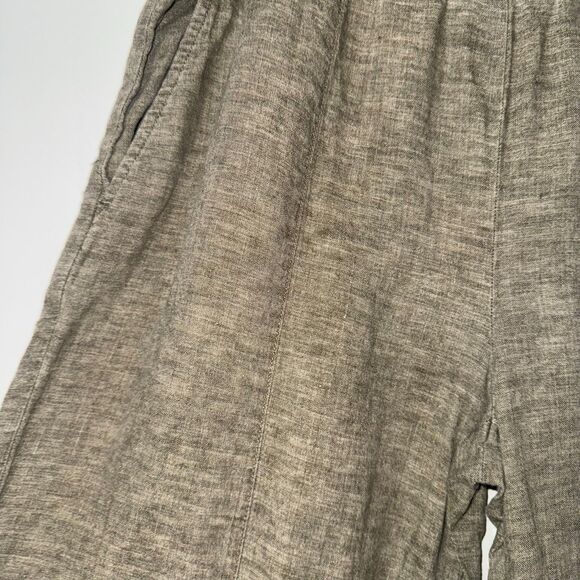 Eileen Fisher 100% Organic Linen Pull On Wide Leg Pant - Brown M - Picture 3 of 6